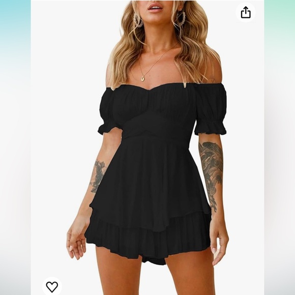 Black ruffle sleeve romper - Picture 1 of 4